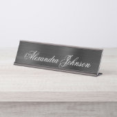 ブラックメタリックフォイルモダンビジエレガントネス デスクネームプレート (正面)