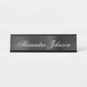 ブラックメタリックフォイルモダンビジエレガントネス デスクネームプレート (正面)