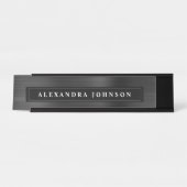 ブラックメタリックフォイルモダンビジエレガントネス デスクネームプレート (正面)