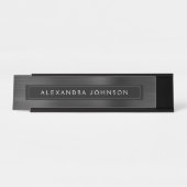 ブラックメタリックフォイルモダンビジエレガントネス デスクネームプレート (正面)