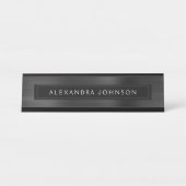 ブラックメタリックフォイルモダンビジエレガントネス デスクネームプレート (正面)