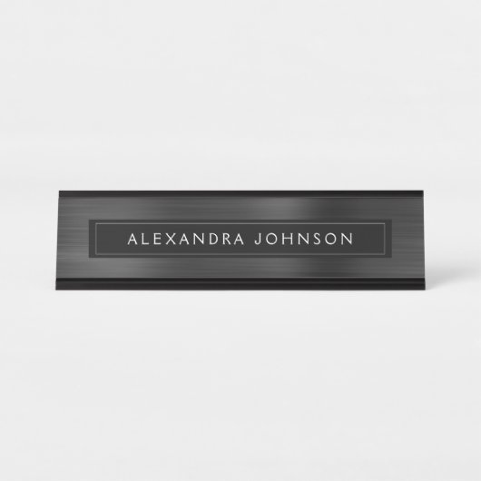 ブラックメタリックフォイルモダンビジエレガントネス デスクネームプレート (正面)