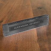 ブラックメタリックフォイルモダンビジエレガントネス デスクネームプレート (側面)