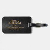 ブラックメタリック背景金ゴールドタイポグラフィ ラゲッジタグ (裏面横)