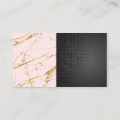 ブラックメタリック金ゴールドピンクマーブルカラーブロック 名刺 (裏面)