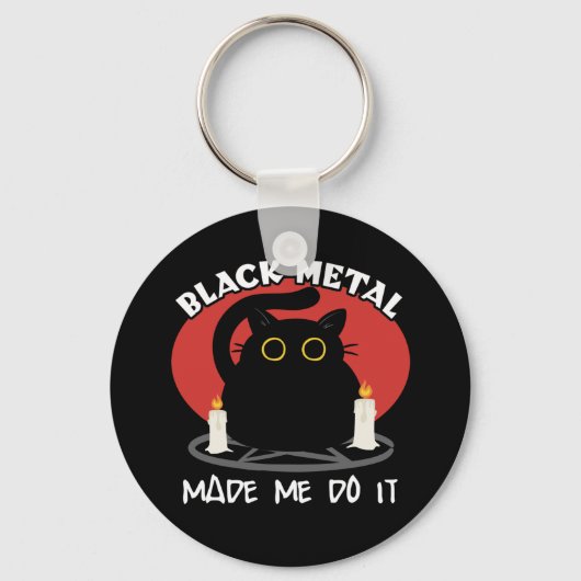 ブラックメタルおもしろい引用文 |サタン黒猫 キーホルダー (正面)