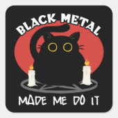 ブラックメタルおもしろい引用文 |サタン黒猫 スクエアシール (正面)