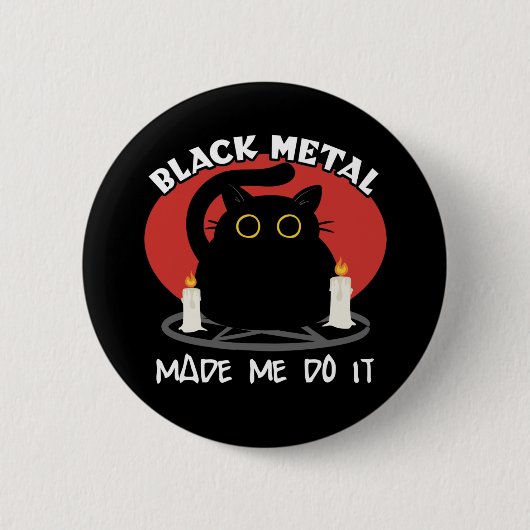 ブラックメタルおもしろい引用文 |サタン黒猫 缶バッジ (正面)