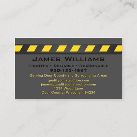 ブラックメタルイエローストライプ建築 名刺 (裏面)