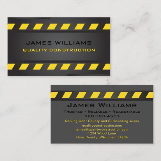 ブラックメタルイエローストライプ建築 名刺 (正面/裏面)