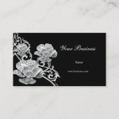 ブラックメタルエレガントシルバールックジュエリーフローラ 名刺 (正面)