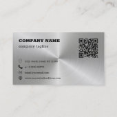 ブラックメタルシルバー背景QRコード 名刺 (裏面)