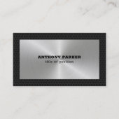 ブラックメタルシルバー背景QRコード 名刺 (正面)