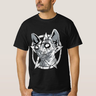 ブラックメタルスフィンクス猫ゴシックとデスメタルスフィンクス Tシャツ