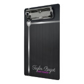 ブラックメタルバックグラウンド銀ストライプ色 ミニクリップボード (アングル2)