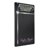 ブラックメタルバックグラウンド銀ストライプ色 ミニクリップボード (アングル)