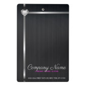 ブラックメタルバックグラウンド銀ストライプ色 ミニクリップボード (裏面)
