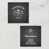 ブラックメタルヒゲモダン理容師サロン スクエア名刺 (正面/裏面)