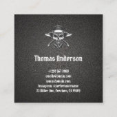 ブラックメタルヒゲモダン理容師サロン スクエア名刺 (裏面)