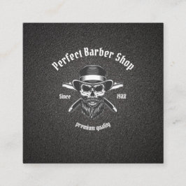 ブラックメタルヒゲモダン理容師サロン スクエア名刺