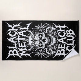 ブラックメタルビーチクラブのドクロイラスト ビーチタオル