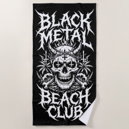 ブラックメタルビーチクラブのドクロイラスト ビーチタオル