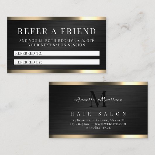 ブラックメタルフェイクテクスチエレガントャ紹介 名刺 (正面/裏面)