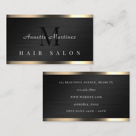 ブラックメタルフェイクテクスチエレガントャ 名刺 (正面/裏面)