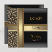 ブラックメタルブロンズ30th誕生日パーティーメンズ 招待状 (正面/裏面)
