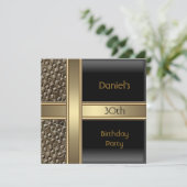 ブラックメタルブロンズ30th誕生日パーティーメンズ 招待状 (スタンド正面)