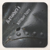 ブラックメタルミニマリストマンズパーティー スクエアペーパーコースター (正面)