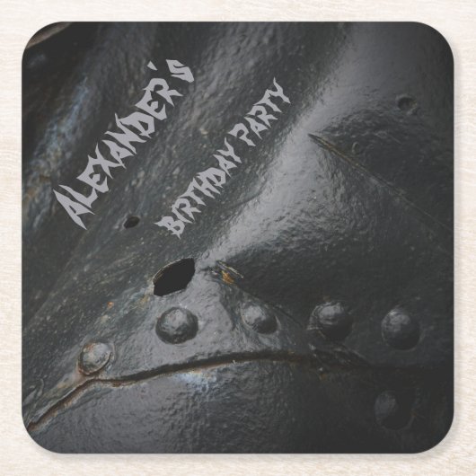 ブラックメタルミニマリストマンズパーティー スクエアペーパーコースター (正面)