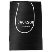 ブラックメタルモダンシンプルパーソナライズされた  ミディアムペーパーバッグ (正面)