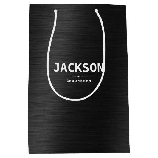 ブラックメタルモダンシンプルパーソナライズされた  ミディアムペーパーバッグ (正面)