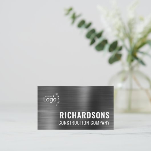 ブラックメタル建築会社テンプレート 名刺 (スタンド正面)