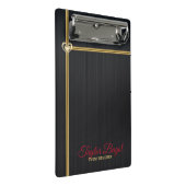 ブラックメタル背景金ゴールドストライプ ミニクリップボード (アングル)