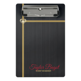 ブラックメタル背景金ゴールドストライプ ミニクリップボード