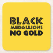 ブラックメダリオンズ金ゴールド スクエアペーパーコースター (正面)