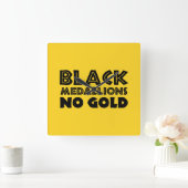 ブラックメダリオンズ金ゴールド スクエア壁時計 (ホーム)