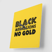 ブラックメダリオンズ金ゴールド スクエア壁時計 (傾斜)