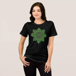 ブラックメダリオンTシャツに緑 トライブレンドＴシャツ