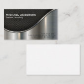 ブラックメッシュとメタリック銀 名刺 (正面/裏面)