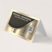 ブラックメッシュとメタル金ゴールド | QRコード 名刺 (正面)