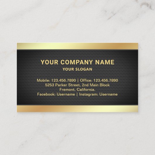 ブラックメッシュゴールド実在フォイルエステートフォト不動産仲介業者 名刺 (裏面)