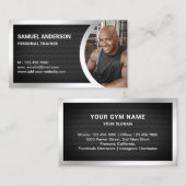 ブラックメッシュシルバーフィットネスパーソナルトレーナー写真 名刺 (正面/裏面)