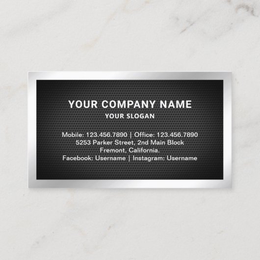 ブラックメッシュシルバーフォイ実在ルエステートフォト不動産仲介業者 名刺 (裏面)