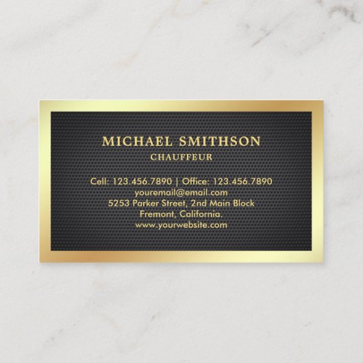ブラックメッシュ金ゴールドカープロフェッショナル運転手 名刺 (裏面)