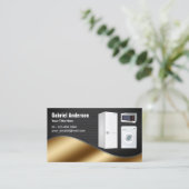 ブラックメッシュ金ゴールド家電製品の修理 名刺 (スタンド正面)