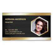ブラックメッシュ金箔エステー実在トフォト不動産仲介業者 マグネット名刺 (正面)