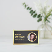 ブラックメッシュ金箔フォトエステ実在ートエージェント 名刺 (スタンド正面)